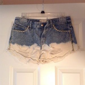 Free People Bleach-Dipped Denim Shorts